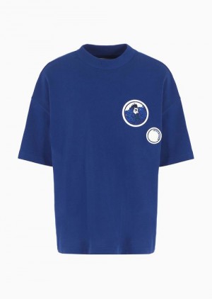 Emporio Armani Asv Capsule Organic American Jersey T-shirt With Patch Beyaz | EA-SN58585