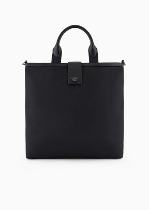 Emporio Armani Asv Recycled Naylon Folding Shopper Bag With Shoulder Askılı Striped | EA-SN59104