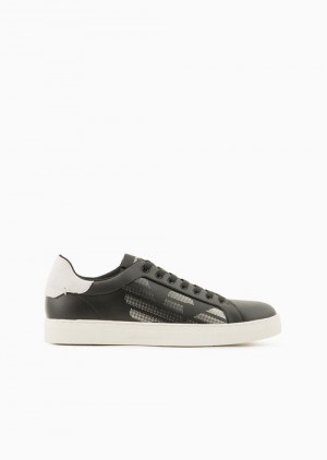 Emporio Armani Asv Regenerated-leather Sneakers With Gradient Eagle Gri | EA-SN58914