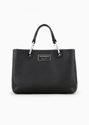 Emporio Armani Asv Small Myea Shopper Bag In Ecological Deri Siyah | EA-SN57341