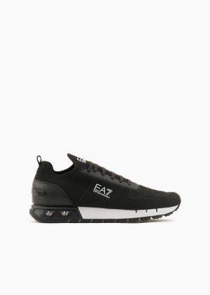 Emporio Armani Black & White Legacy Knit Sneakers Pattern | EA7-SN59788