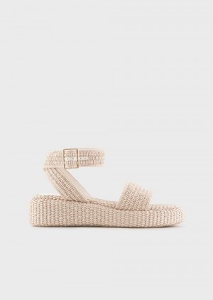 Emporio Armani Braided Raffia Askılı Sandals Bej Rengi | EA-SN57174