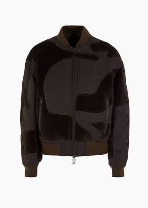 Emporio Armani Crinkle-nylon Su-repellent Blouson In Camouflage Velvet Lacivert Mavi | EA-SN58220
