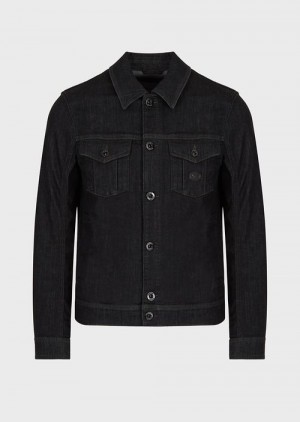 Emporio Armani Denim Wash Jacket With Logo Patch Kahverengi | EA-SN58235