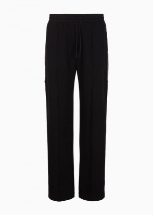 Emporio Armani Double Jersey Drawstring Trousers With Stitched Crease On The Leg Siyah | EA-SN58311
