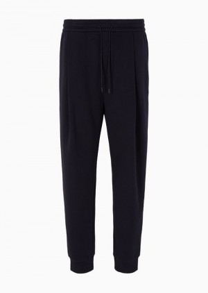 Emporio Armani Double-jersey Joggers With Drawstring And Pleats Lacivert Mavi | EA-SN58283