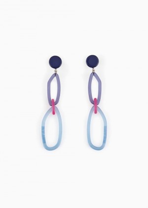 Emporio Armani Geometric Pendant Earrings Mavi | EA-SN57574