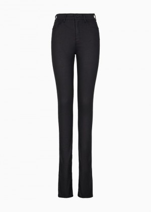 Emporio Armani J20 High-rise, Super Sıska Leg Coated Rinsed Denim Jeans Siyah | EA-SN56575