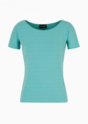 Emporio Armani Kısa-sleeved Jumper In Op-art Jacquard Jersey Yeşil | EA-SN56966