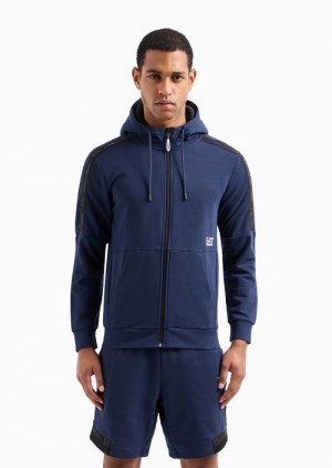 Emporio Armani Logo Series Kukuletalı Pamuklu Sweatshirt Siyah | EA7-SN59981
