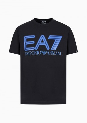 Emporio Armani Logo Series Stretch-cotton Kısa-sleeved T-shirt Siyah | EA7-SN59954