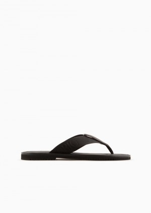 Emporio Armani Logo Tape Tanga Sandals Gri | EA-SN58889