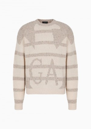 Emporio Armani MéLange Virgin Yün Jumper With Oversized Eagle Intarsia Lacivert Mavi | EA-SN58079