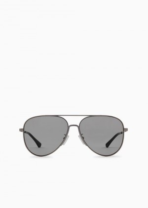 Emporio Armani Men’s Aviator Sunglasses Koyu Gri | EA-SN59410