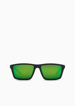 Emporio Armani Men’s Rectangular Sunglasses With Interchangeable Lenses Yeşil | EA-SN59438