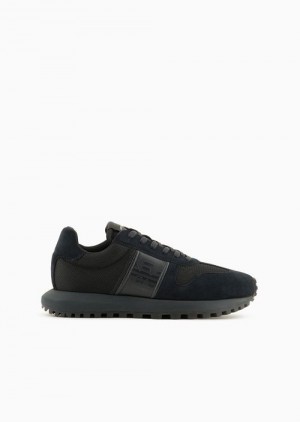 Emporio Armani Mesh Sneakers With Süet Details Lacivert Mavi | EA-SN58911