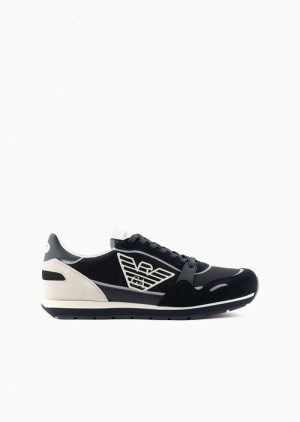 Emporio Armani Mesh Sneakers With Süet Details And Eagle Patch Yeşil | EA-SN58993