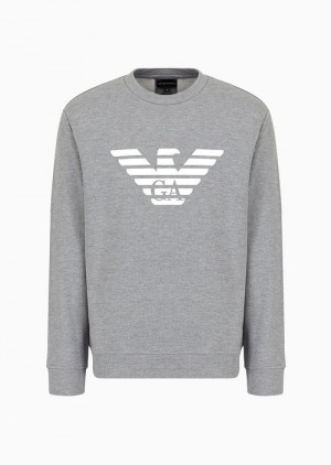 Emporio Armani Modal-blend Sweatshirt With Logo Print Beyaz | EA-SN58538