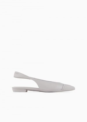 Emporio Armani Nappa Deri Arkası Açık Ballerinas With Rubber Burunlu Gri | EA-SN57135