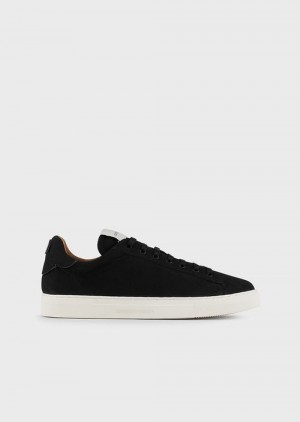 Emporio Armani Nubuk Sneakers With Back Logo Siyah | EA-SN58958