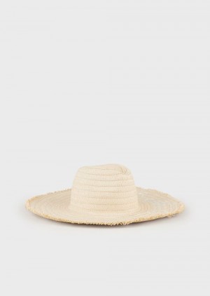 Emporio Armani Paper Yarn Beach Hat With Embroidered Logo Siyah | EA-SN59184