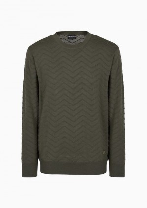 Emporio Armani Pure Virgin Yün Jumper With Intarsia Pattern Siyah | EA-SN58054