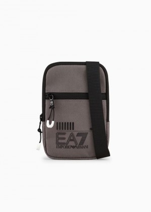 Emporio Armani Recycled Fabric Train Core Mini Shoulder Bag Gri | EA7-SN60022