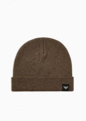 Emporio Armani Rib-knit Yün-blend Beanie Lacivert Mavi | EA-SN59200