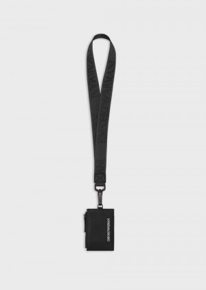 Emporio Armani Saffiano-print, Regenerated Deri Badge Holder Turuncu | EA-SN59296