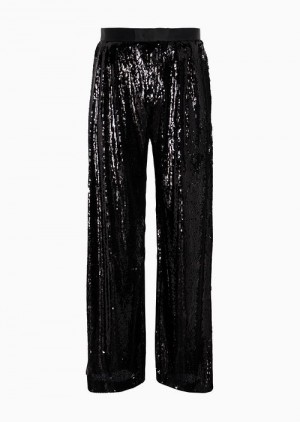 Emporio Armani Sequin-covered Trousers With Godet Pleats Pattern | EA-SN58279