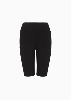 Emporio Armani Shiny Stretch-cotton Cycling Leggings Lacivert Mavi | EA7-SN59559