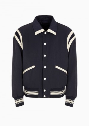 Emporio Armani Su-repellent Crinkle-nylon Bomber Jacket With Deri Details And Preppy-font Logo Embroidery Kırmızı | EA-SN58174