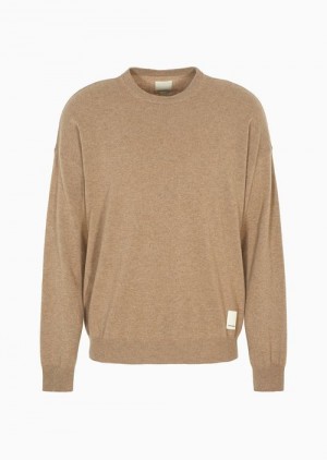 Emporio Armani Sustainability Values Capsule Plain-knit Yün-blend Jumper Lacivert Mavi | EA-SN58088