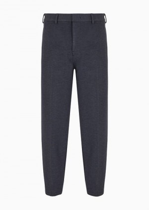 Emporio Armani Tapered Trousers In Technical Jersey Gri | EA-SN58420