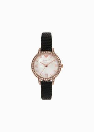 Emporio Armani Three-hand Black Deri Watch Kahverengi | EA-SN57681