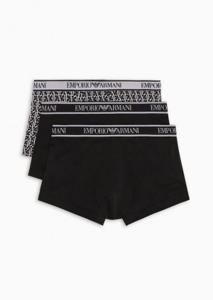 Emporio Armani Three-pack Of Boksör Briefs With Core Logo Waistband Gri | EA-SN58805