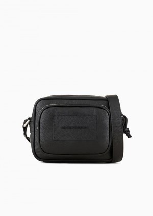 Emporio Armani Tumbled-leather Camera Case With Shoulder Askılı Siyah | EA-SN59066