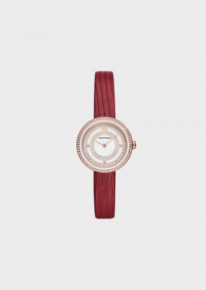 Emporio Armani Two-hand Red Deri Watch Bordo | EA-SN57689