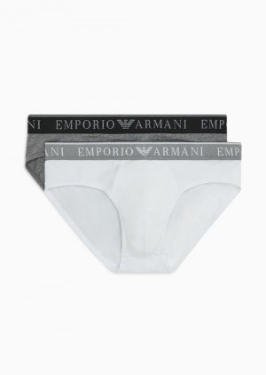 Emporio Armani Two-pack Of Endurance Logo Briefs Beyaz | EA-SN58825