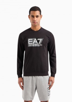 Emporio Armani Visibility Pamuklu Crew-neck Sweatshirt Lacivert Mavi | EA7-SN59979